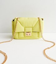 New Look Light Green Leather-Look Quilted Puffer Cross Body Bag